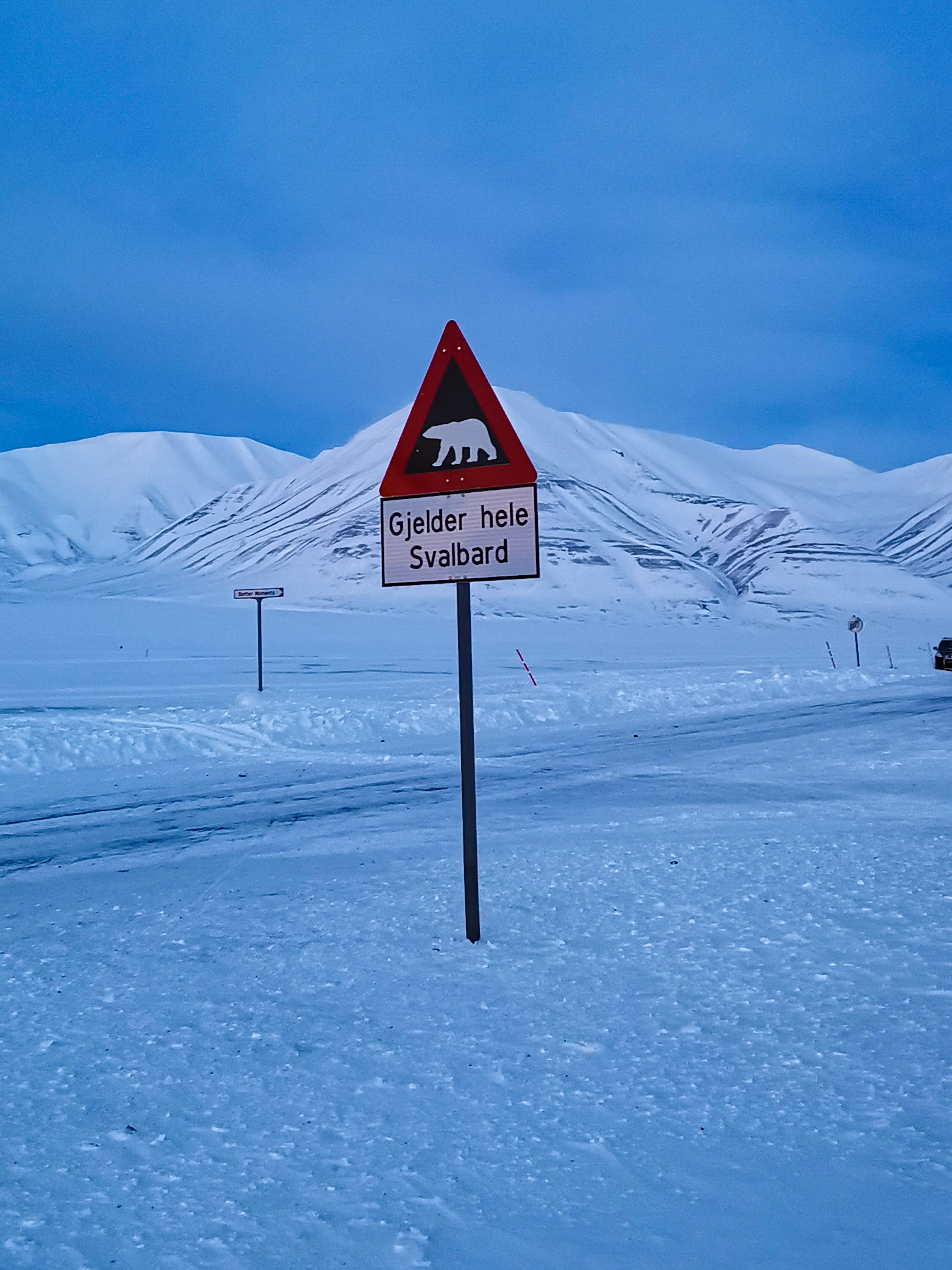 Cartello di avvertimento orsi polari, Svalbard